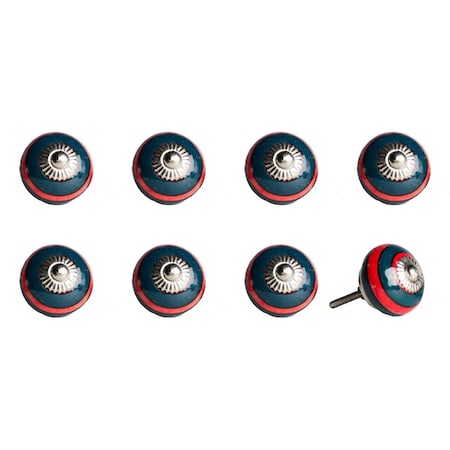 Pipers Pit Navy & Red Ceramic, Metal Knob - 1.5 x 1.5 x 1.5 in., 8PK PI3084719